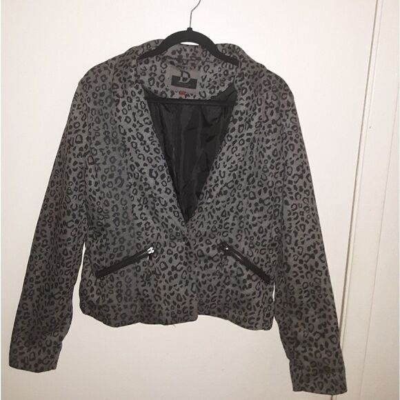 Dollhouse Gray and Black Cheetah Print Jacket Size Large - Picture 1 of 6